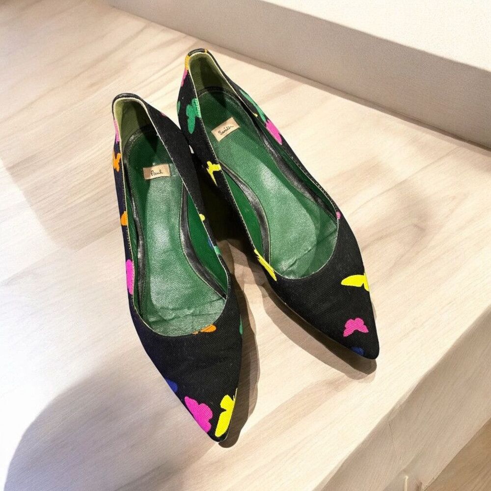 Paul Smith Cigno Butterfly Small Kitten Heel Pointed Women‎ Shoes 37/US 7 Italy